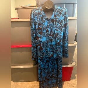 Floral Blue and Black Women's Dress p58